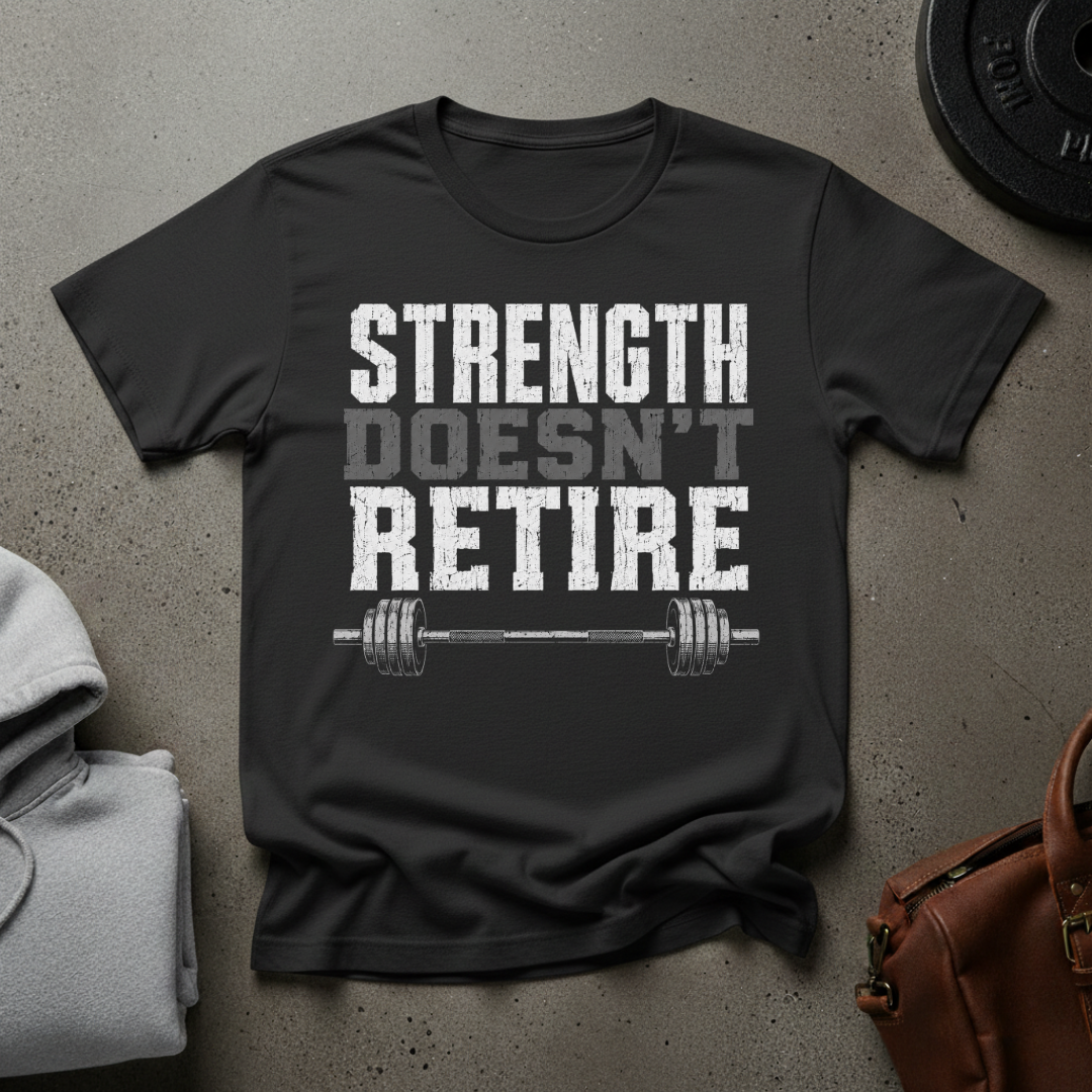 Strength Doesn't Retire Barbell T-Shirt
