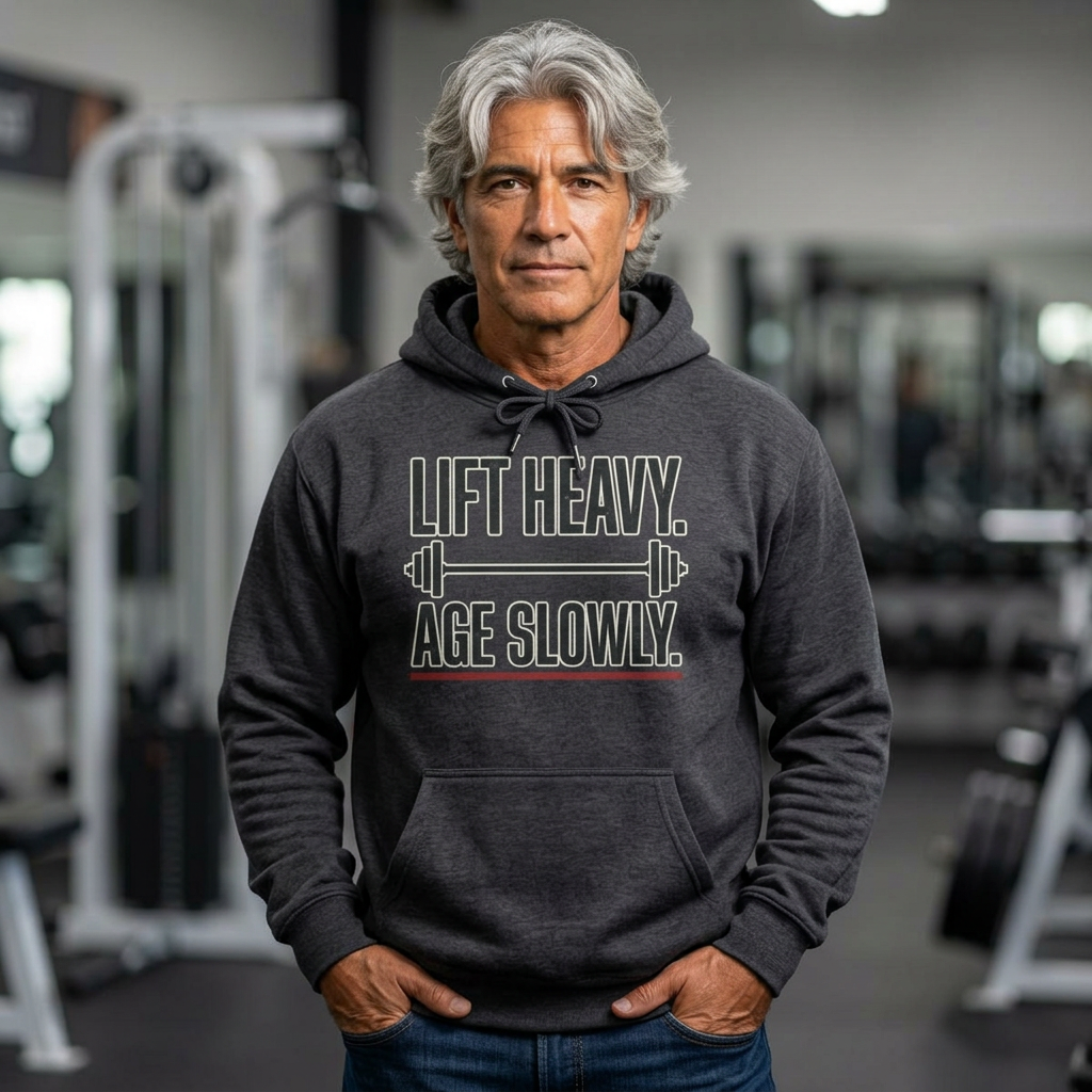 Lift Heavy. Age Slowly. Heavyweight Gym Hoodie