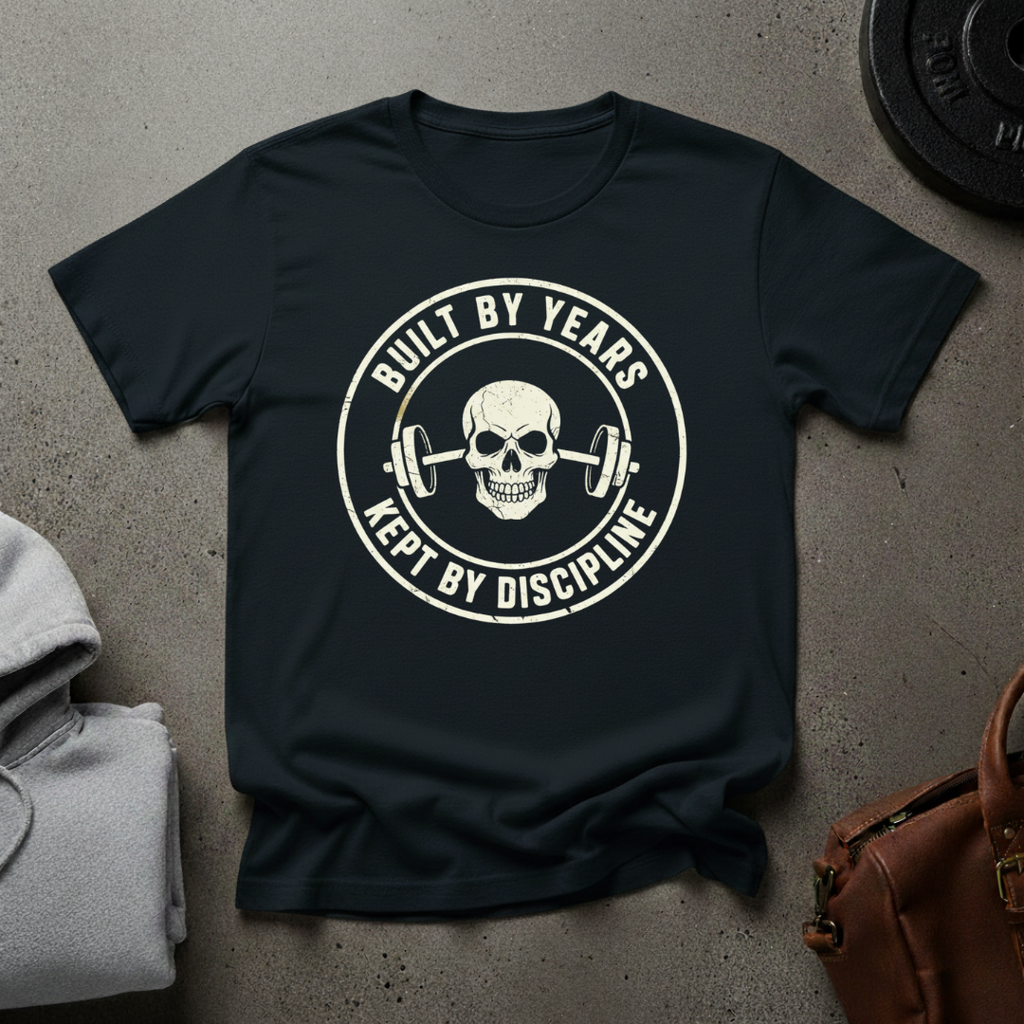 Built by Years Kept by Discipline weightlifting T-Shirt