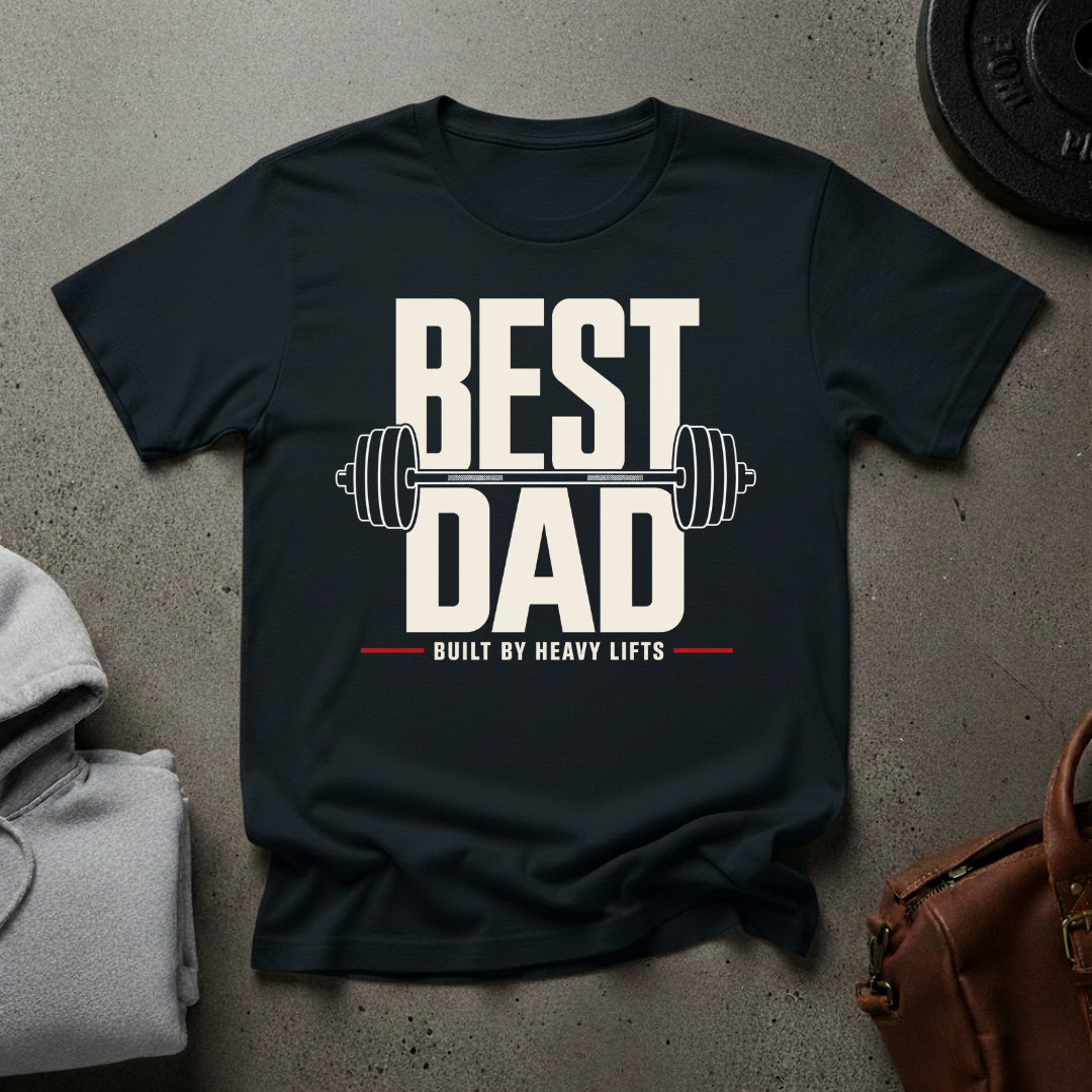 Best Dad Built by Heavy Lifts Gym T-Shirt