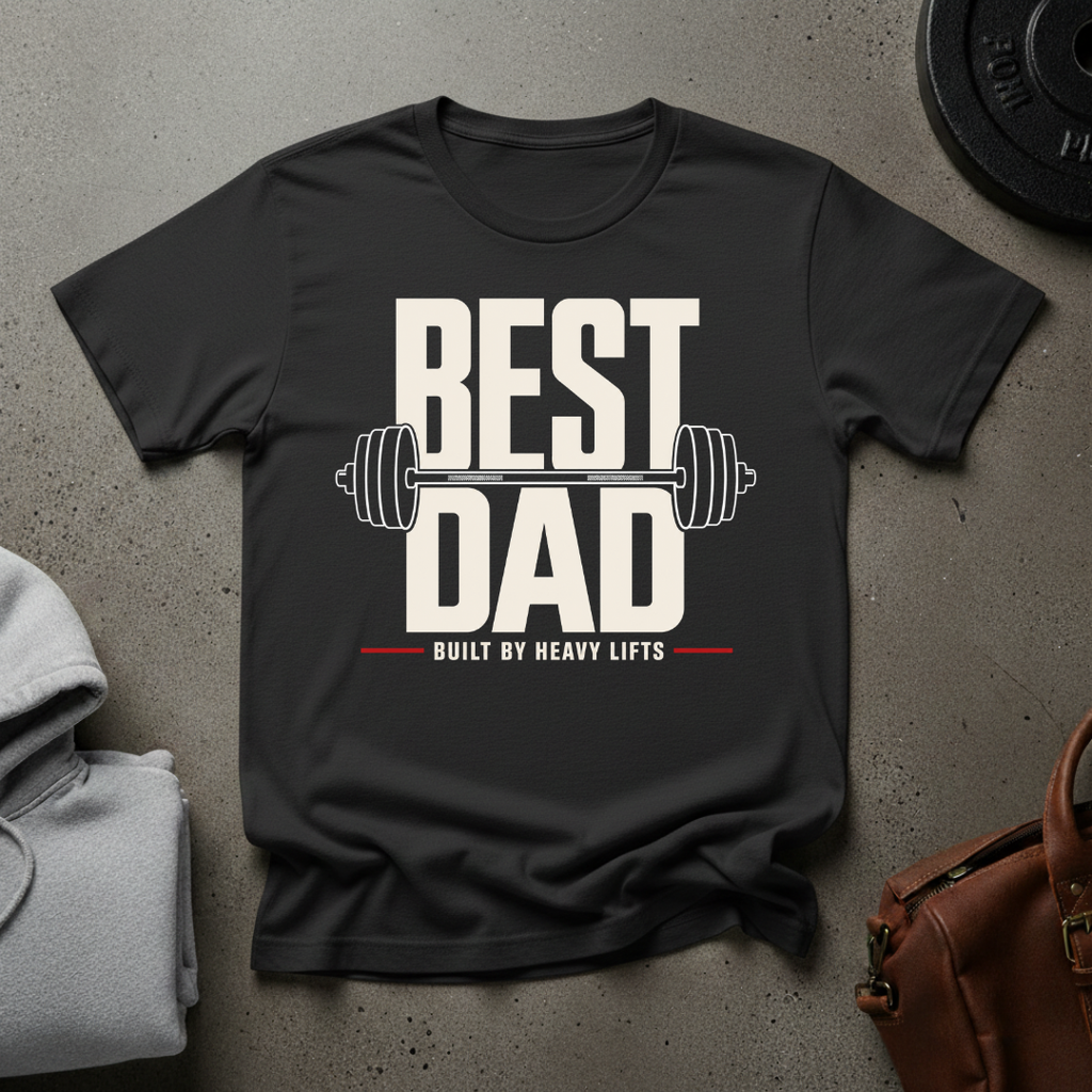 Best Dad Built by Heavy Lifts Gym T-Shirt