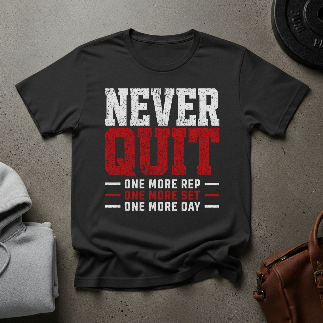 Never Quit, One More Rep Gym T-Shirt