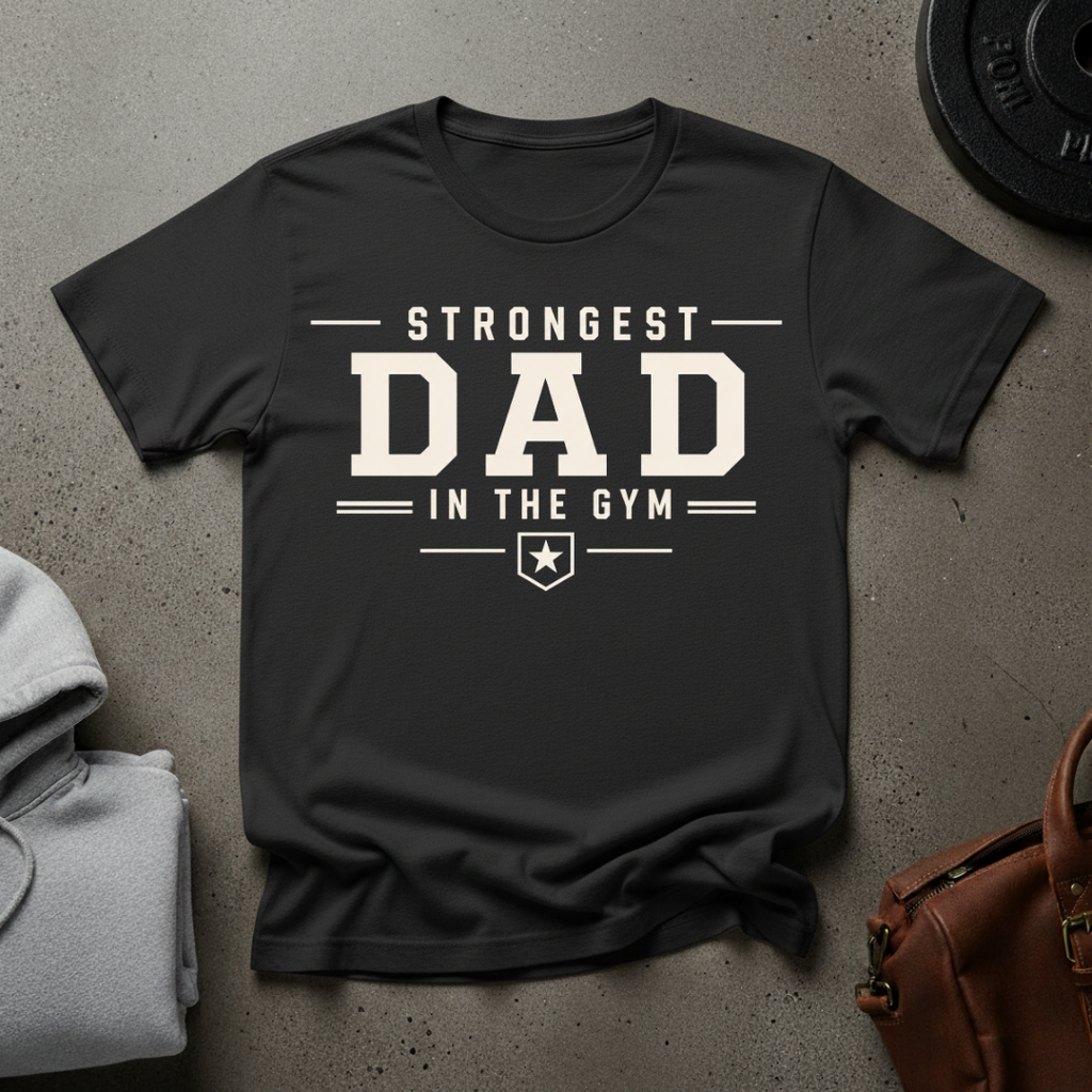 Strongest Dad in the Gym Weightlifting T-Shirt