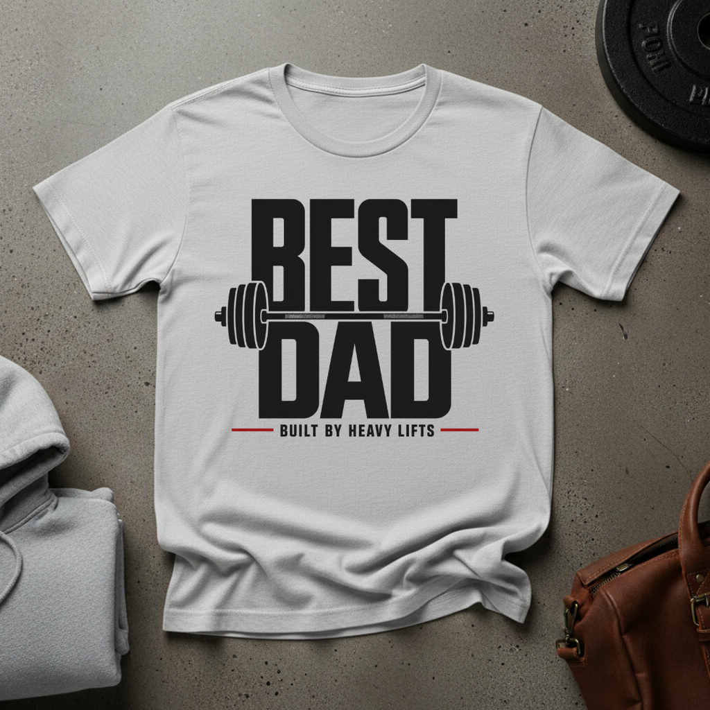 Best Dad Built by Heavy Lifts Gym T-Shirt