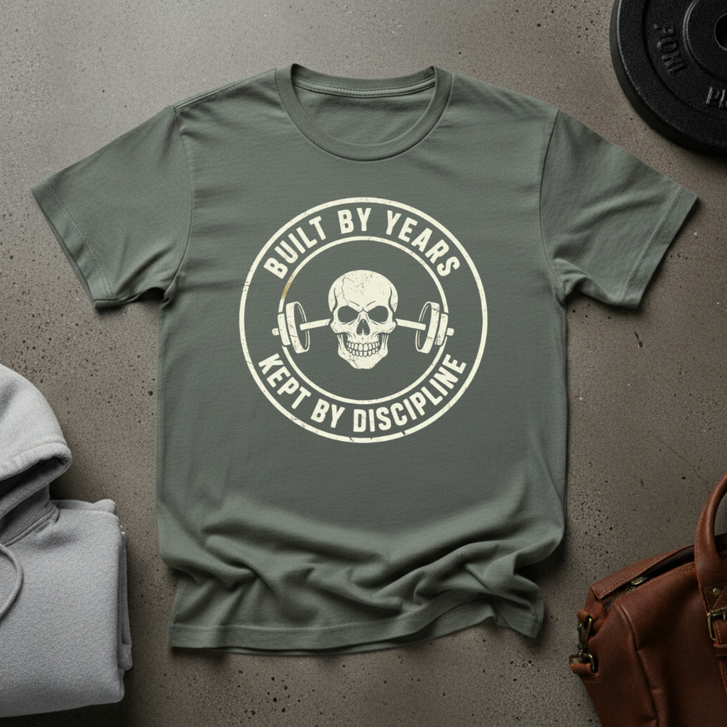 Built by Years Kept by Discipline weightlifting T-Shirt