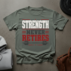 Strength Never Retires Barbell T-Shirt