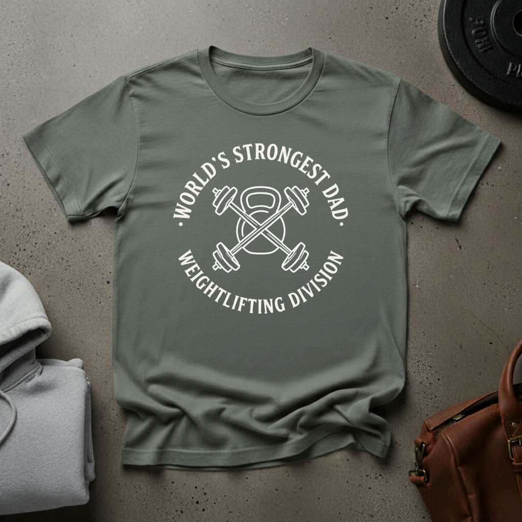 Worlds Strongest Dad Weightlifting T-Shirt