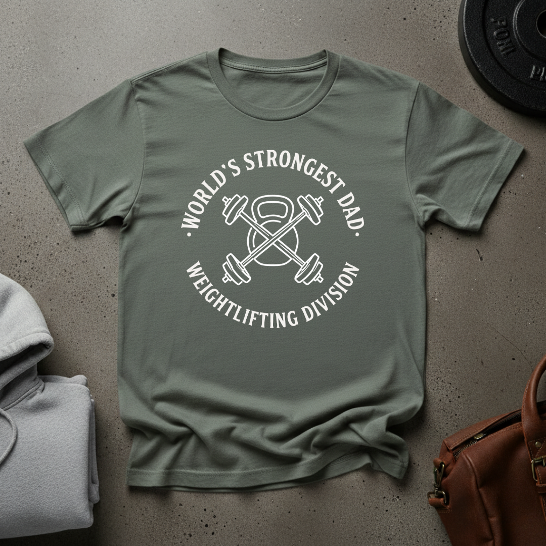 Worlds Strongest Dad Weightlifting T-Shirt