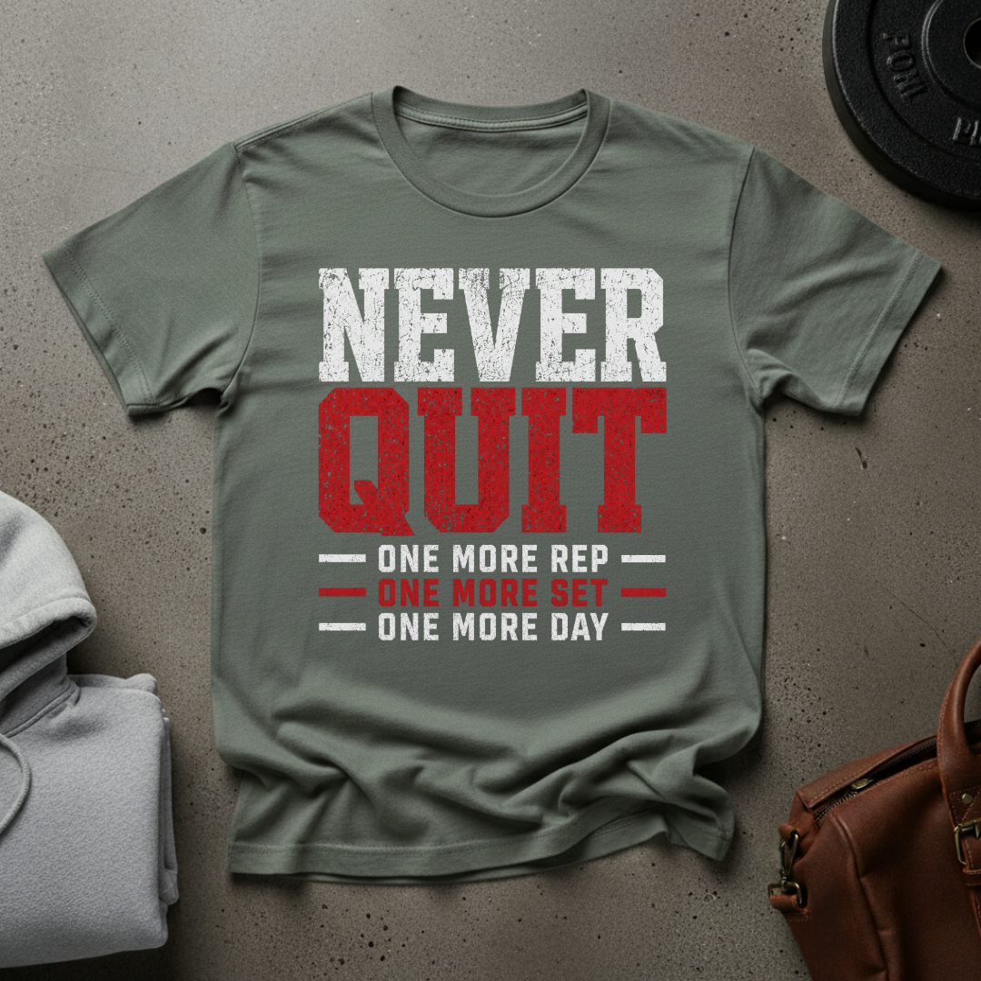 Never Quit, One More Rep Gym T-Shirt