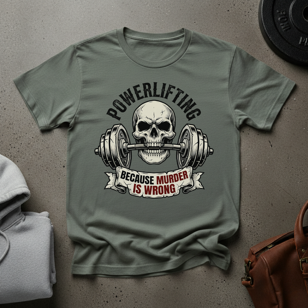 Powerlifting Because Murder is Wrong Gym T-Shirt