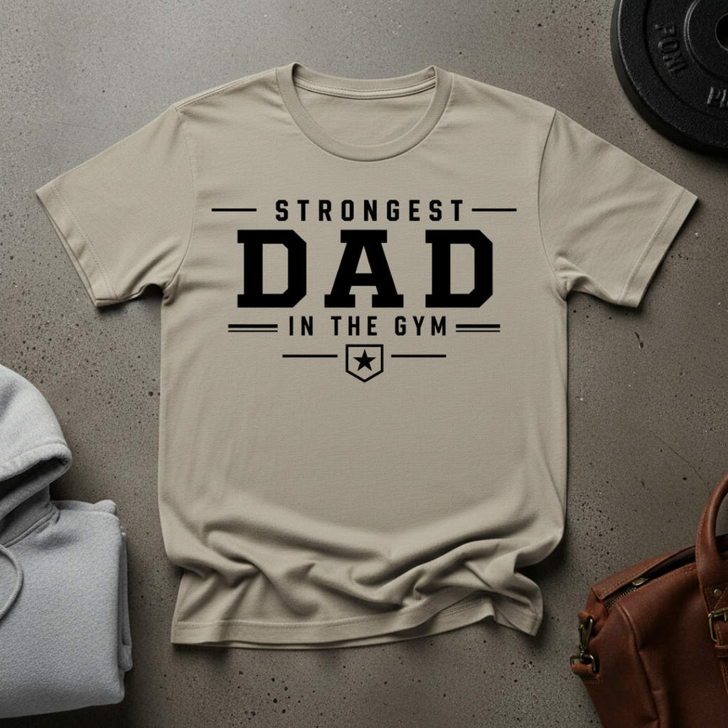 Strongest Dad in the Gym Weightlifting T-Shirt
